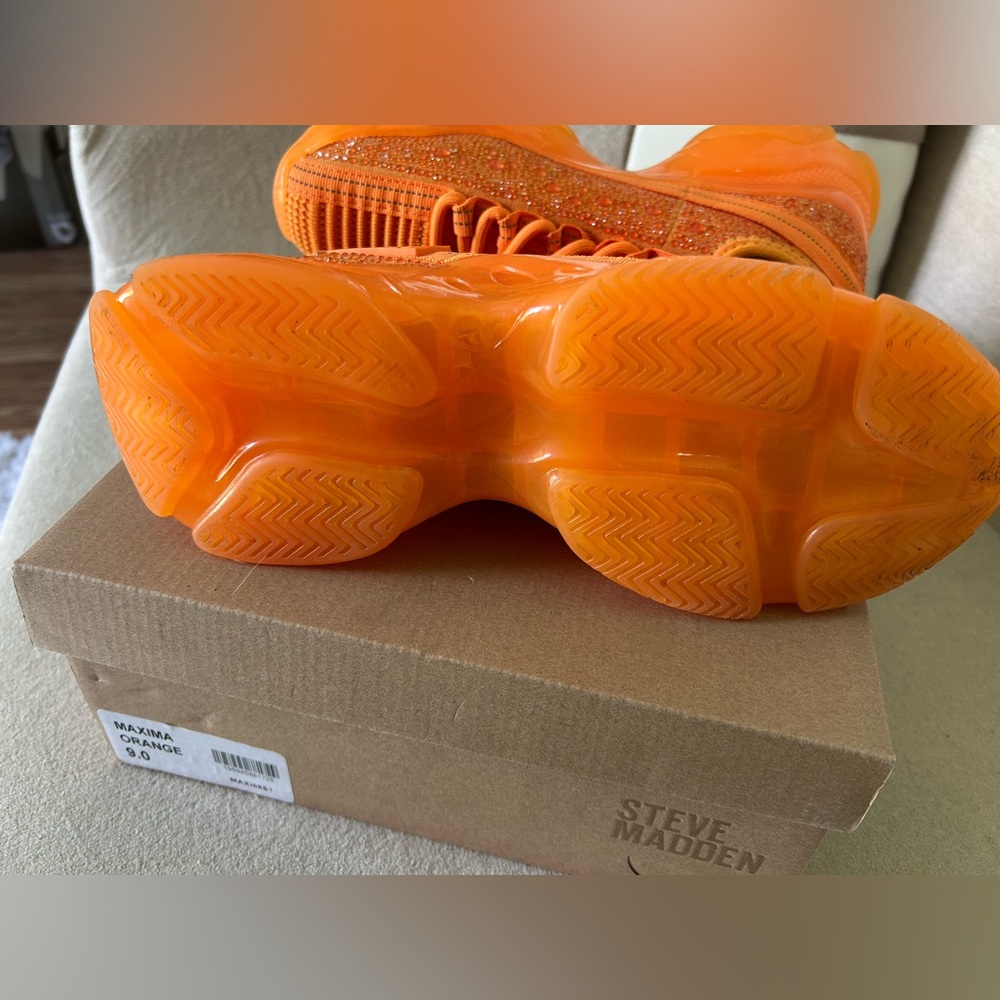 LAST CHANCE ❌Steve Madden Rare orange maxima bling sneakers size 9 - Picture 6 of 8